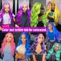 Top Quality transparent HD 360 lace frontal wigs for black women ombre 1b green middle part lace front human hair wigs 30 inch